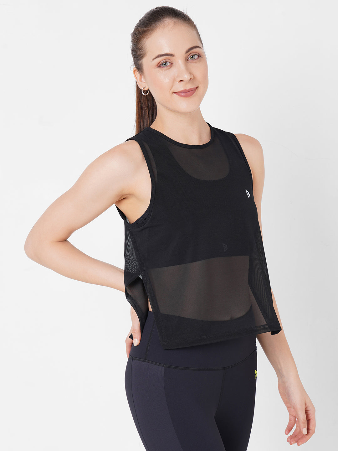 Black Sheer Overlapping Tank boddactive.com