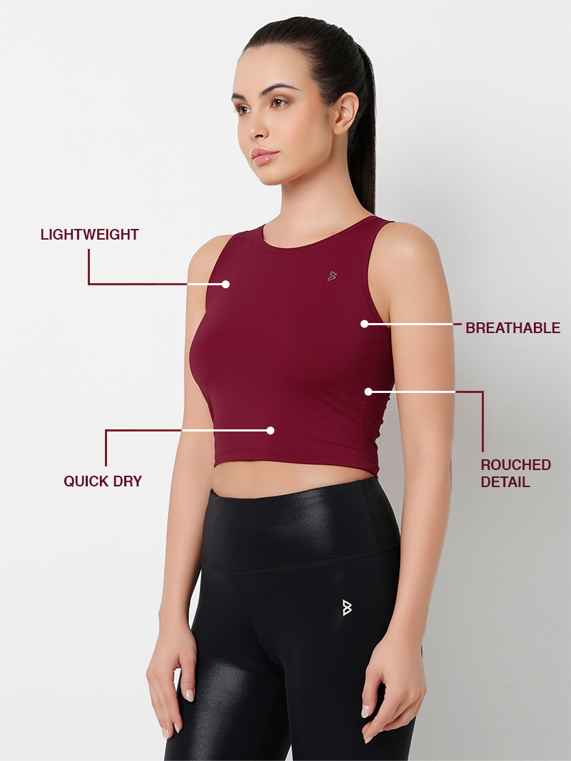 Balance Mode Red Rouched Top