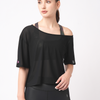 Black Mesh Off-Shoulder Tee
