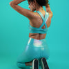 Teal Holo Twist Back Sports Bra BODD ACTIVE
