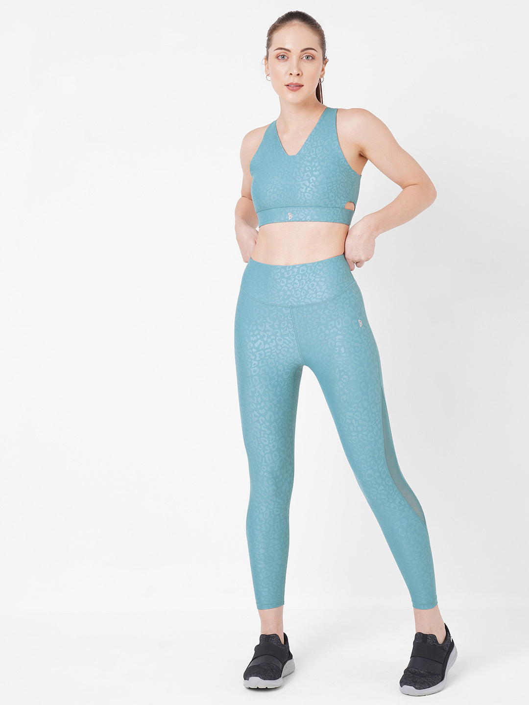 Teal Embossed Mesh Cut Out Set BODD ACTIVE