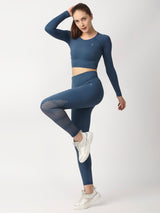 Crystal Teal Cut Out Leggings boddactive.com