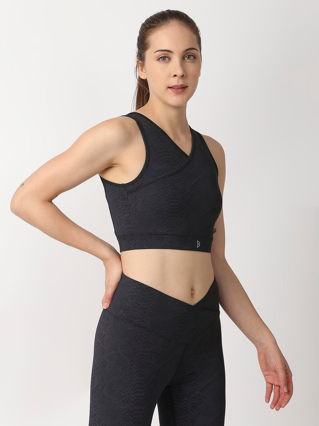 Black Snake Skin Crop Top boddactive.com