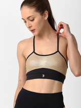 Gold Croc Skin Metallic Sports Bra boddactive.com