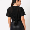 Black Tie-Up Mesh Tee BODD ACTIVE