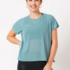 Aqua Teal Overlapping Mesh Tee BODD ACTIVE