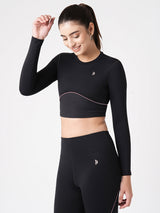 Black & Purple Endurance Crop Top BODD ACTIVE