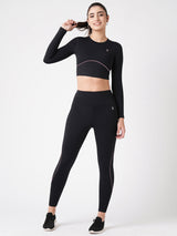 Black & Purple Endurance Crop Top BODD ACTIVE