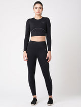 Black & Blue Endurance Crop Top BODD ACTIVE