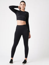 Black & Blue Endurance Crop Top BODD ACTIVE