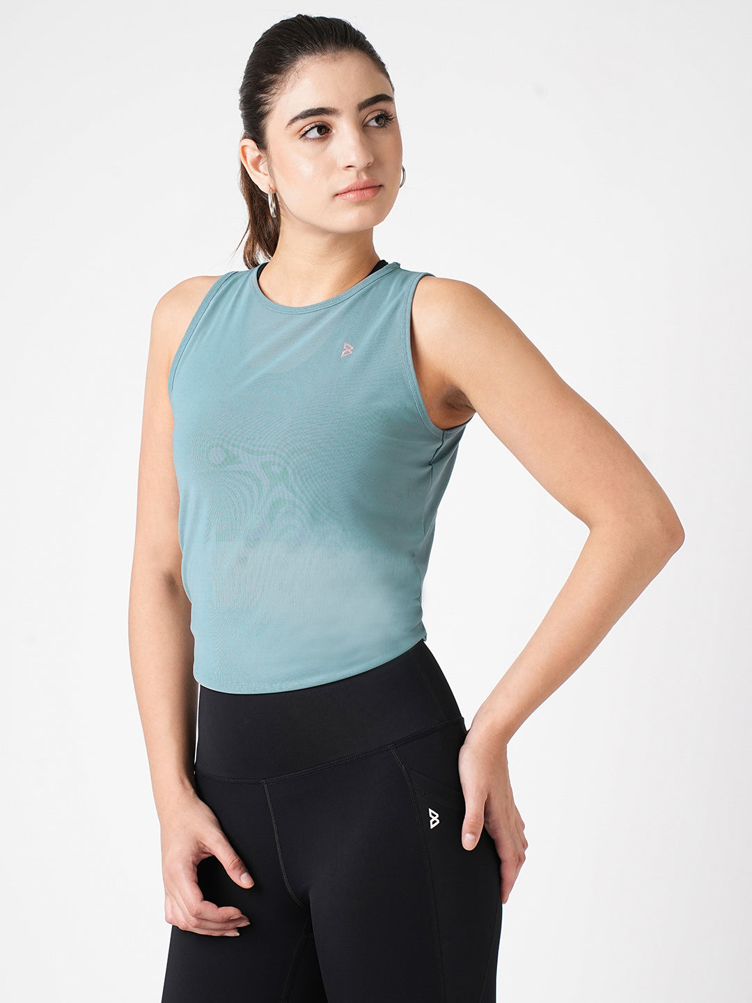 Aqua Teal Tie-Up Tank BODD ACTIVE