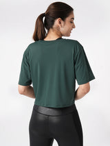 Pine Green Boxy Mesh Tee BODD ACTIVE