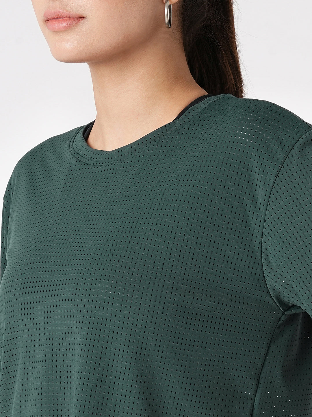 Pine Green Boxy Mesh Tee BODD ACTIVE
