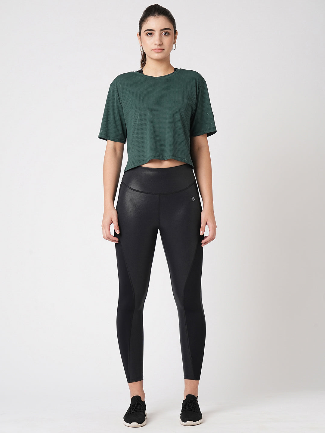 Pine Green Boxy Mesh Tee BODD ACTIVE