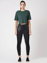 Pine Green Boxy Mesh Tee BODD ACTIVE
