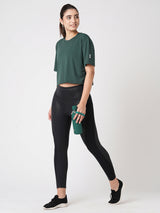 Pine Green Boxy Mesh Tee BODD ACTIVE