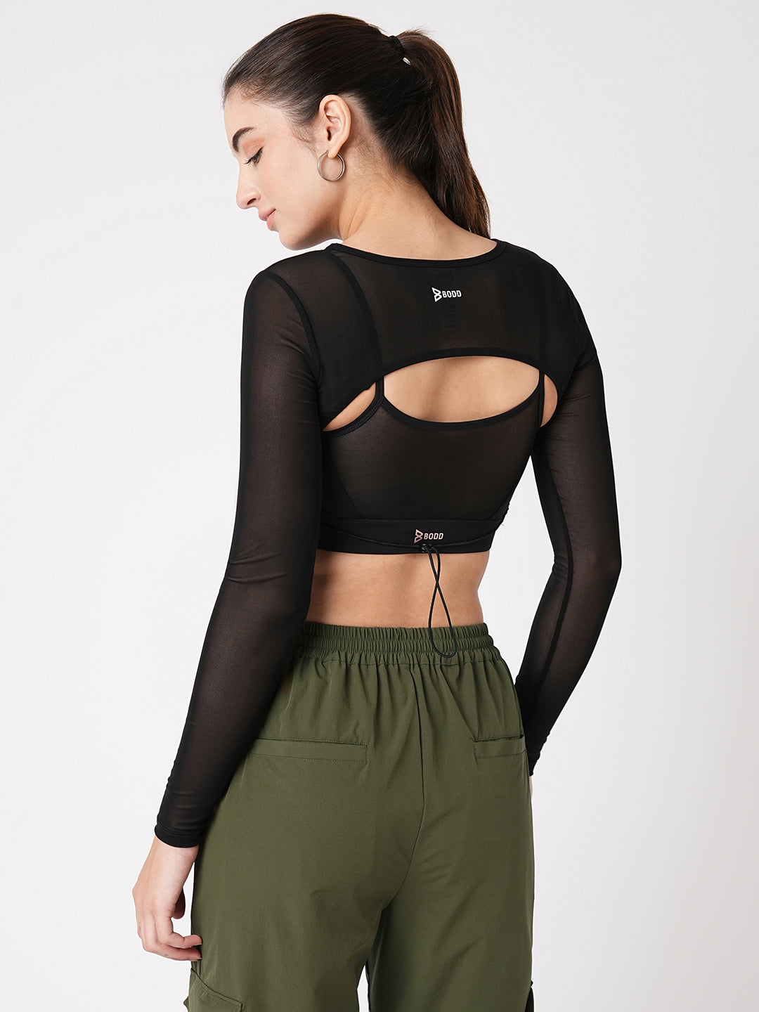 Black Mesh Open Back Tee BODD ACTIVE