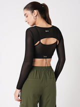 Black Mesh Open Back Tee BODD ACTIVE