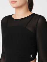 Black Mesh Open Back Tee BODD ACTIVE