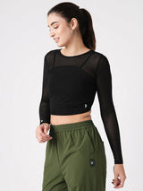 Black Mesh Open Back Tee BODD ACTIVE