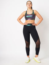 One Step Ahead Black Holo Sports Bra BODD ACTIVE