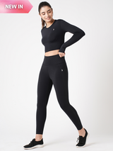 Black Essential Crop Top Set BODD ACTIVE