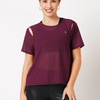 Wine Cut-Out Mesh Tee BODD ACTIVE