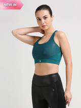 Challenge Accepted Green Glossy Sports Bra