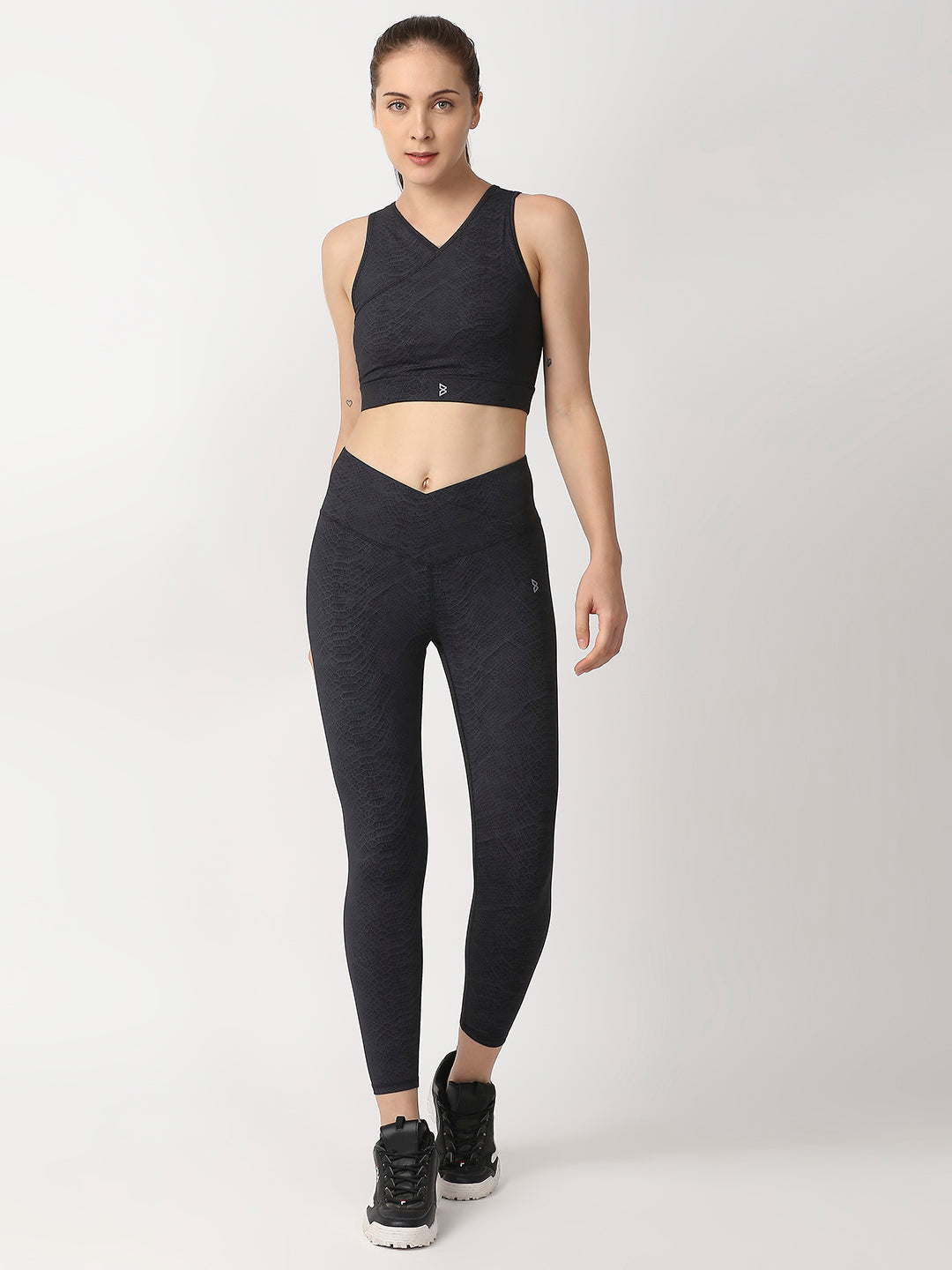 Black Snake Skin V Leggings BODD ACTIVE