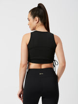 Black Mesh Rouched Top
