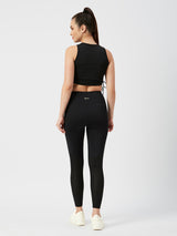 Black Mesh Rouched Top