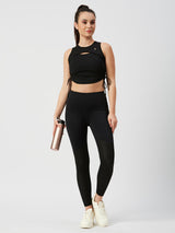 Black Mesh Rouched Set