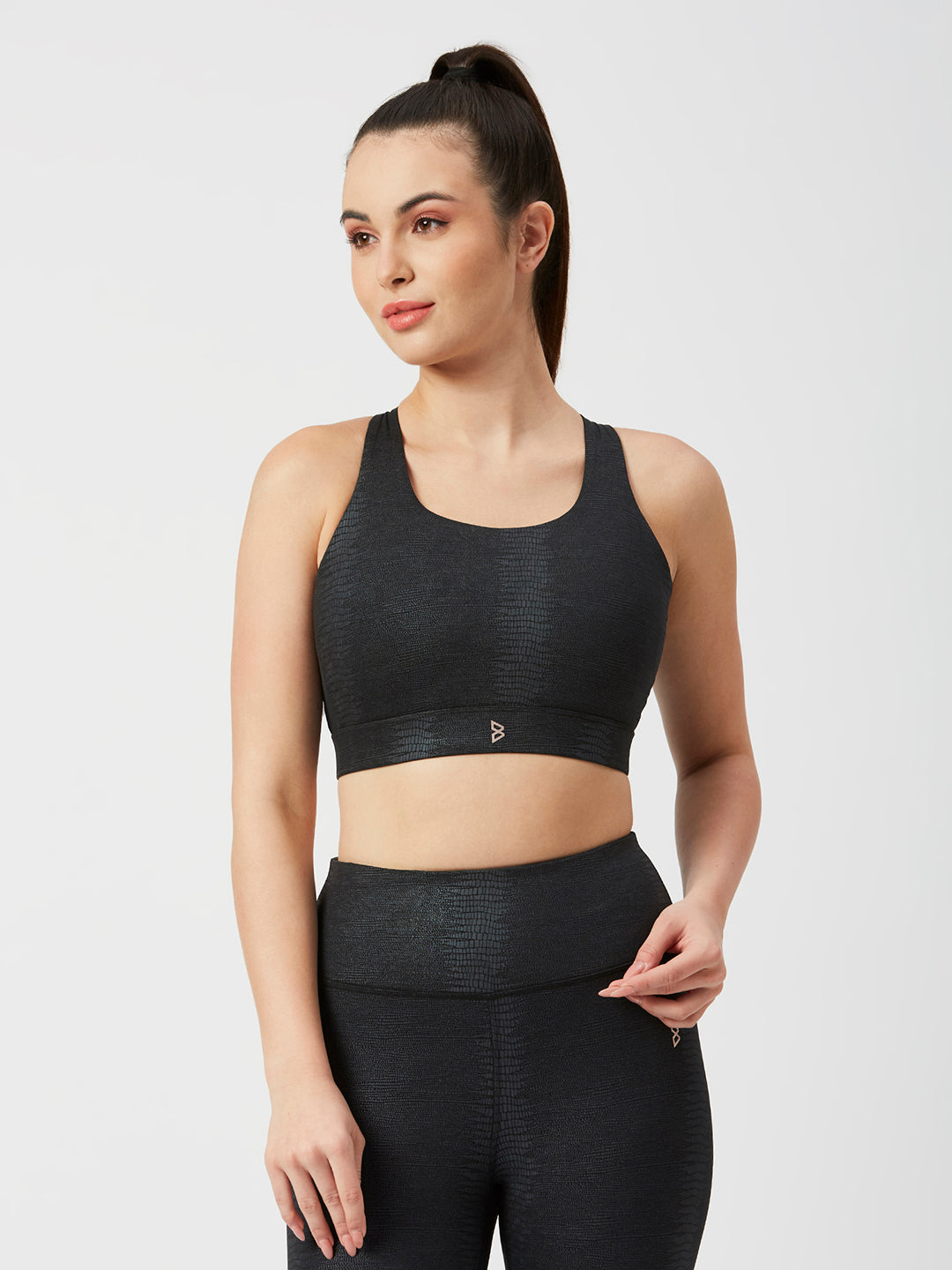 Meet Me In Manhattan Black Metallic Sports Bra
