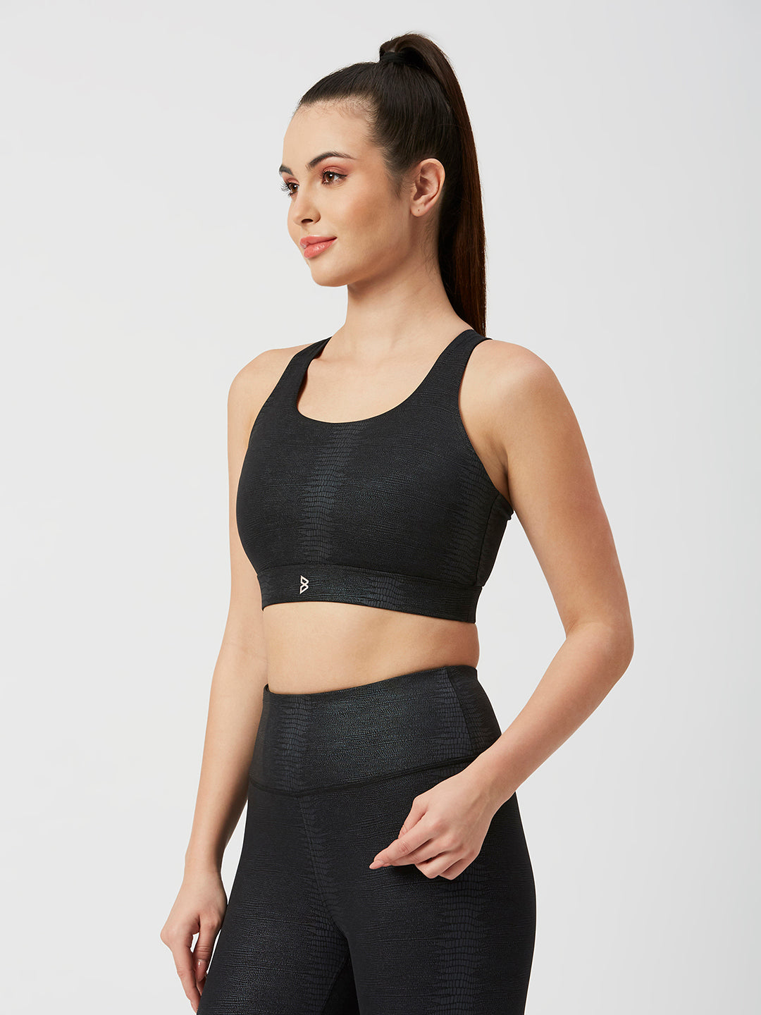 Meet Me In Manhattan Black Metallic Sports Bra