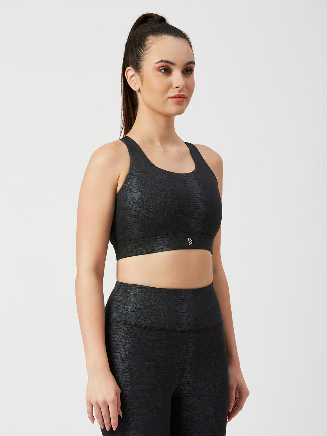Meet Me In Manhattan Black Metallic Sports Bra