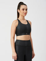Meet Me In Manhattan Black Metallic Sports Bra