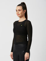 Black Mesh Long Sleeve Tee