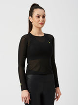 Black Mesh Long Sleeve Tee