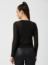 Black Mesh Long Sleeve Tee