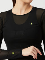 Black Mesh Long Sleeve Tee