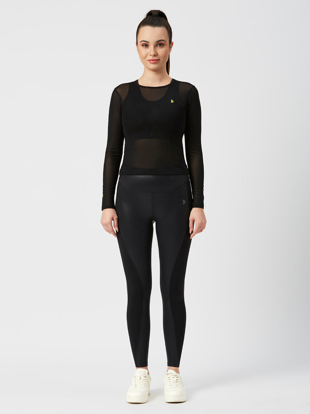 Black Mesh Long Sleeve Tee