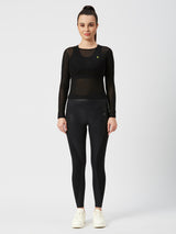 Black Mesh Long Sleeve Tee