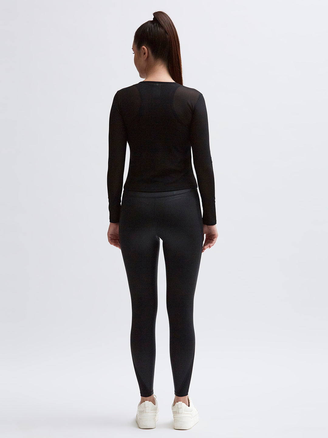 Black Mesh Long Sleeve Tee