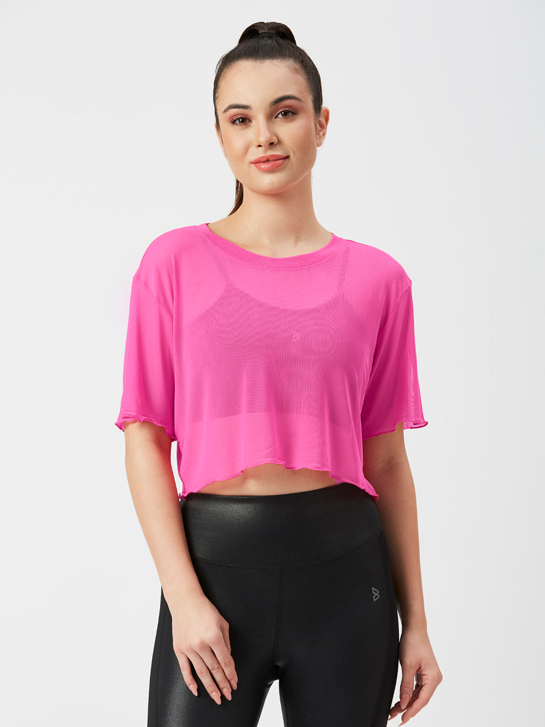 It’s A Hot Pink Summer Ruffled Mesh Tee