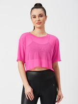 It’s A Hot Pink Summer Ruffled Mesh Tee