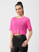 It’s A Hot Pink Summer Ruffled Mesh Tee