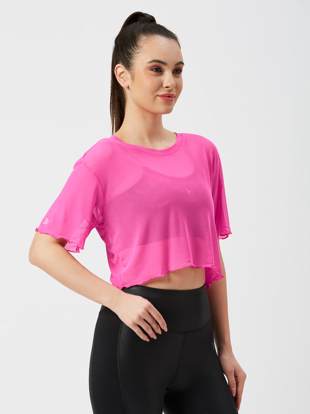 It’s A Hot Pink Summer Ruffled Mesh Tee