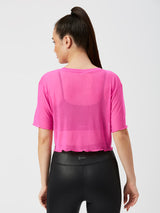 It’s A Hot Pink Summer Ruffled Mesh Tee