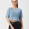 High Above The Waves Ruffled Blue Mesh Tee