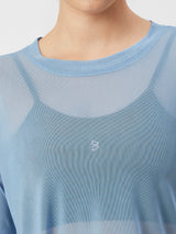 High Above The Waves Ruffled Blue Mesh Tee